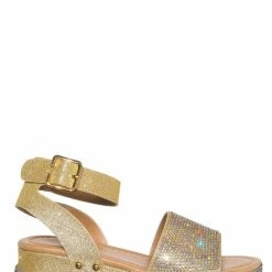 Forever Link New Luxury96K Kids Rhinestone Glitter Flatform Sandal - Little Girl Crystal Platform
