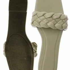 Bamboo Block19 Woven Braided Band Slipper - Womens Open Squared Toe Slip On Flat Sandal