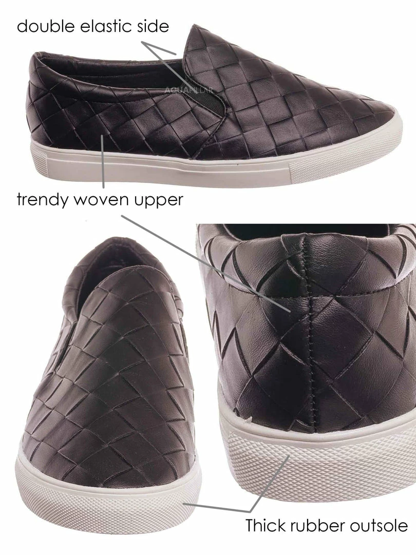 La Shailah Design33 Woven Platform Slip On Sneaker - Women Slide In Athletic Loafer New