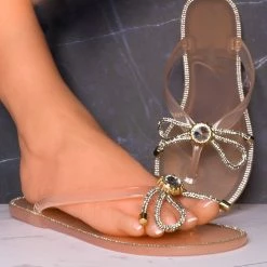 Wild Diva Jolie44 Rhinestone Crystal Jelly Slide, Women Lucite Flip Flop