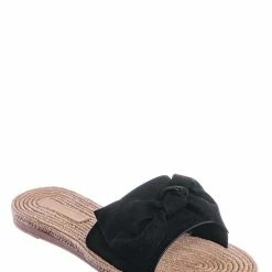 Bamboo Athena12 Espadrille Woven Knotted Bow Slides - Jute Rope Weaved Slip On Sandal