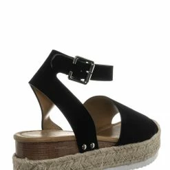 Bamboo New Sensational1 Strappy Espadrille Flatform - Jute Braid Platform Sandal