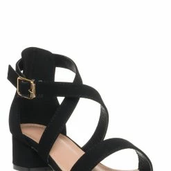 Lucky Top New Delia6K Childrens Block Heel Cross Sandal, Little Girls Shoes