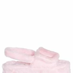 Liliana New Christy2 Cozy Faux Fur Flatform Slingback Sandal, Flat Platform Plush Shoe