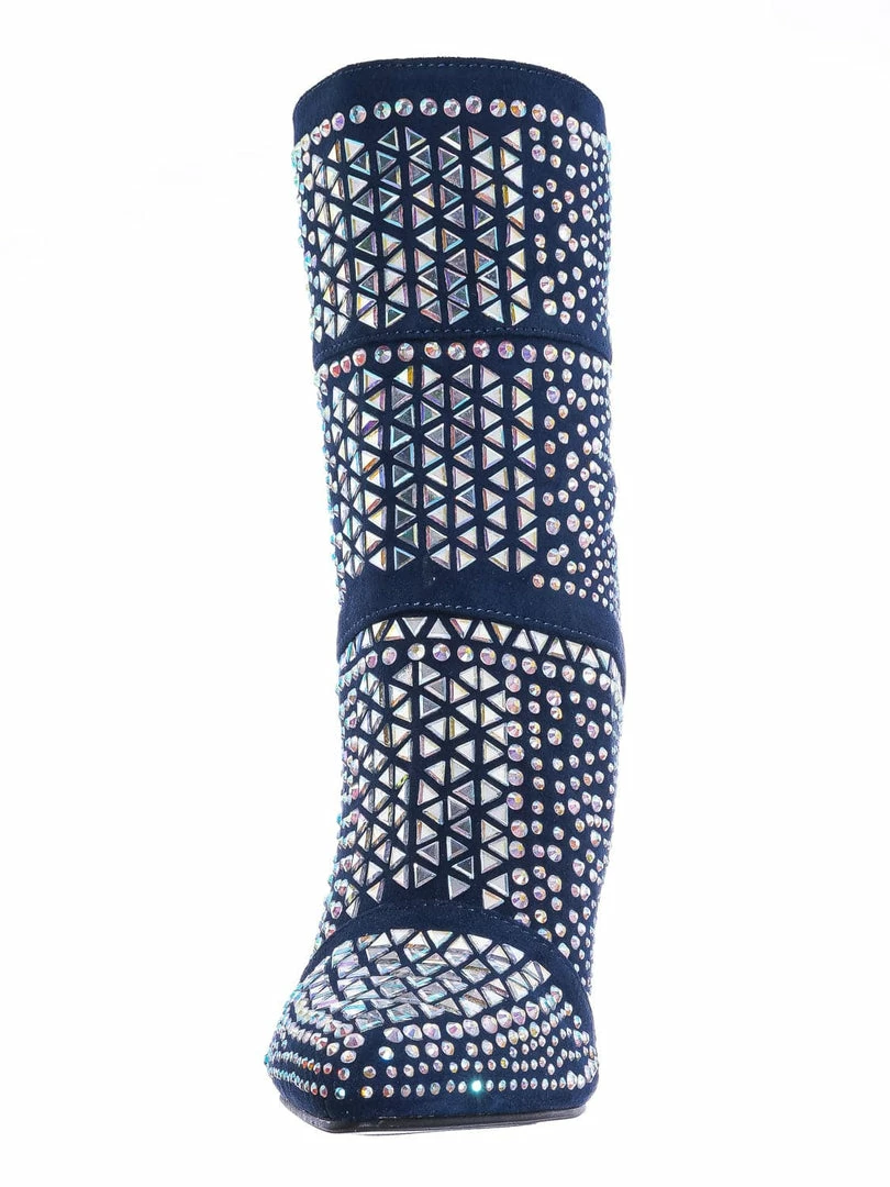 Forever Link Event98 Rhinestone Studded Stiletto Bootie- Womens Crystal Ankle Height Boot