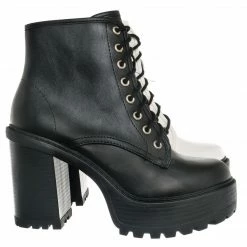 Soda Volume High Heel Combat Boots - Lace Up Military Threaded Shoes New