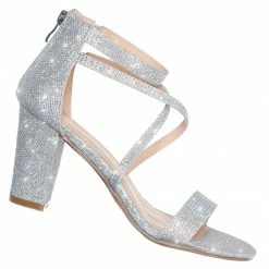 Bonnibel New Alondra5 Rhinestone Crystal Heels Sandal - Women Criss Cross Strappy Chunky Dancing Evening Formal Wedding Pump Shoes