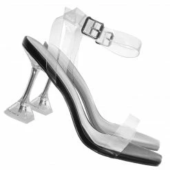 Anne Michelle Pleasure05 Clear High Heel Glass Sandal, Women Lucite Vinyl Shoe New