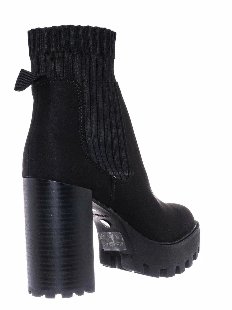 Bamboo Intense01 Chelsea Boots W Elastic Knit Sweater Sock - Threaded Lug Sole Bootie New