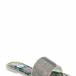 Bamboo Share01 Jelly Rhinestone Crystal Slipper - Animal Print Clear Lucite Sandal New