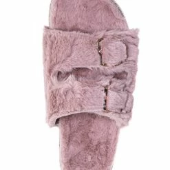 Bamboo New Defeat63 Faux Fur Molded Footbed Slipper - Furry Slide In Cork Slide Sandal