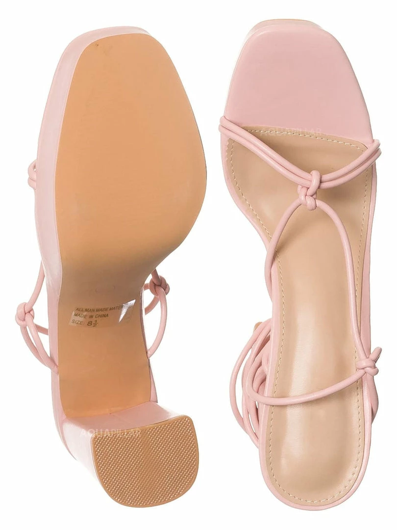 Wild Diva Dash01 Block Heel Leg Wrap Around Sandal, Women Dress Shoes