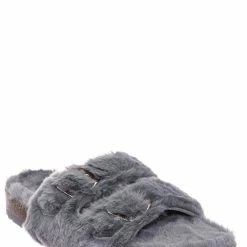 Bamboo New Defeat63 Faux Fur Molded Footbed Slipper - Furry Slide In Cork Slide Sandal