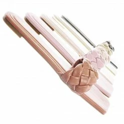 Bamboo Block19 Woven Braided Band Slipper - Womens Open Squared Toe Slip On Flat Sandal