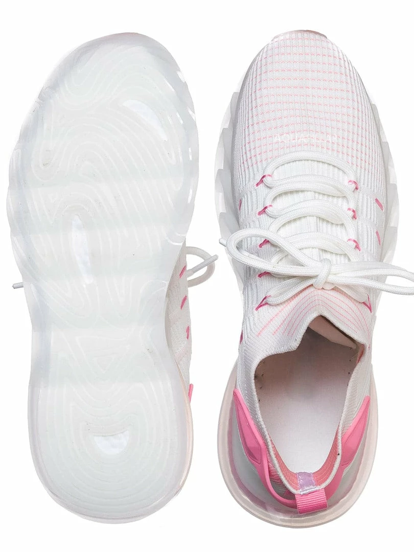 La Shailah Format11 Elastic Knitt Mesh Rubber Sneaker, Athleisure Tennis Trainer Shoes