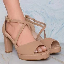 Top Moda Asia75 Cross Over Ankle Strap D'Orsay Pump - Women 3.5 Inch Block Heel Sandal