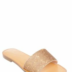 Soda Justice Rhinestone Crystal Flat Slides - Womens Shimmering Slipper Summer Sandal New