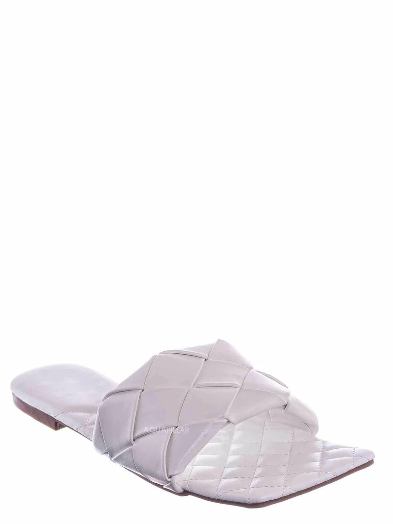 Forever Link Padded18 Wide Woven Slide Sandal - Womens Elongated Open Square Toe Slipper Mule New