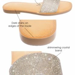 Soda Justice Rhinestone Crystal Flat Slides - Womens Shimmering Slipper Summer Sandal New