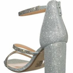 Delicious Polly Glitter Rhinestone Block Heel Sandal - Women Evening Dress Shoes