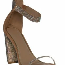 Liliana Casatti3 Rhinestone Block Heel Sandal - Women Open Pointed Toes New