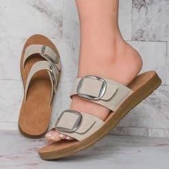 Soda Hello Lightweight Foam Footbed Slide Sandal, Women Double Buckle Slipper New