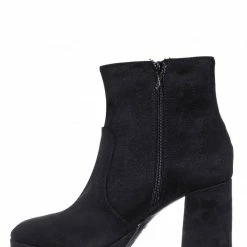 Bamboo Underlined01 Platform Block Heel Bootie - Women Croc & Suede Ankle Pump Boot New