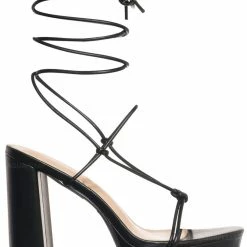 Wild Diva Dash01 Block Heel Leg Wrap Around Sandal, Women Dress Shoes