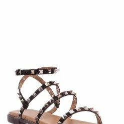 Forever Link New Ding Metal Spiked Gladiator Flat Sandal, Womens Punk Rock Shoes