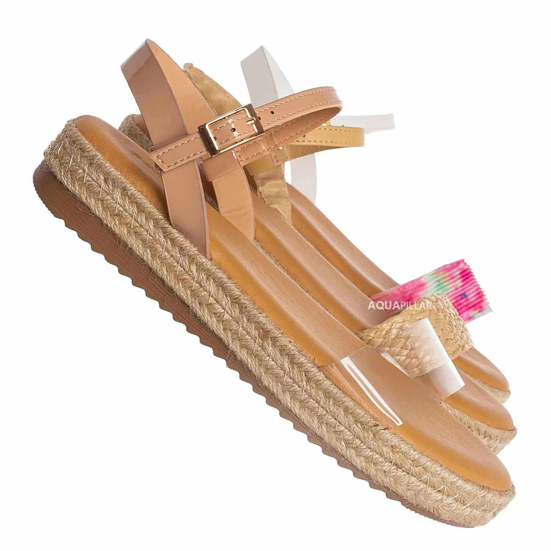Bamboo New Superb32 Espadrille Flatform Sandal, Womens Lucite TieDye Padded Shoes
