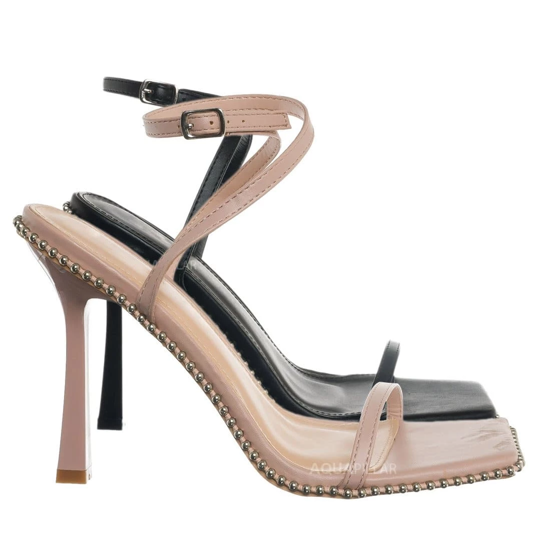 Wild Diva New Boli01 Punkl Rock Metal Embellished Heel Sandal - Women Dress Shoes