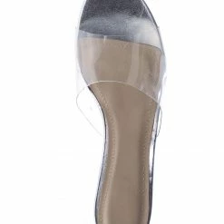 Bamboo New Water04 Clear High Heel Slip-On Mule, Womens Lucite Sandal
