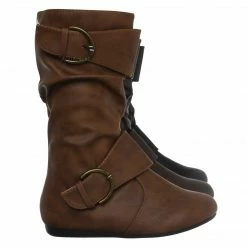 Forever Link New Klein80K Children Flat Boots - Kids Slouch Buckle Shoe