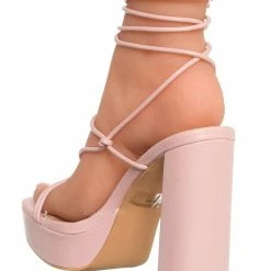 Wild Diva Dash01 Block Heel Leg Wrap Around Sandal, Women Dress Shoes