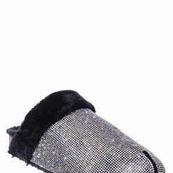 Forever Link New Benefit13 Rhinestone Crystal Moccasin Furry Footbed Slipper