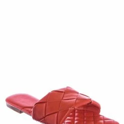 Forever Link Padded18 Wide Woven Slide Sandal - Womens Elongated Open Square Toe Slipper Mule New