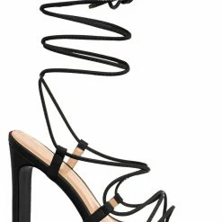 X2B Alaiya1 Leg Wrap Lace Up High Heel Sandal, Women Dress Shoes
