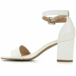 CityClassified Cake Minimalist Simple Chunky Block High Heel Dress Sandal W Ankle Strap