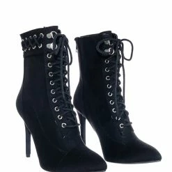 Delicious MileyRD Lace Up Victorian Military Combat Ankle Bootie, Rockstar Steampunk