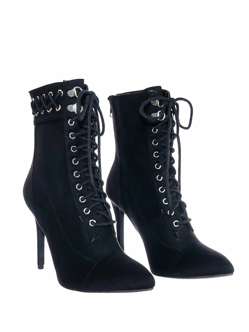 Delicious MileyRD Lace Up Victorian Military Combat Ankle Bootie, Rockstar Steampunk