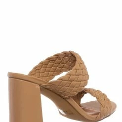 X2B Meg1 Block Heel Braided Mule, Women's Chunky Slide Sandal