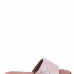 Top Moda New Mick1 Matelassé Quilted Sliders W Metal Stud Welt - Stitch Punk Rock Slipper