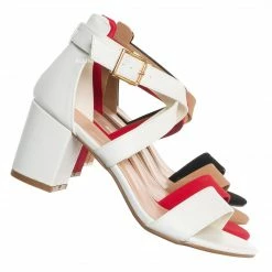 Top Moda Delia6 Block Heel Cross Strap Sandal, Women Strappy Dress Shoes