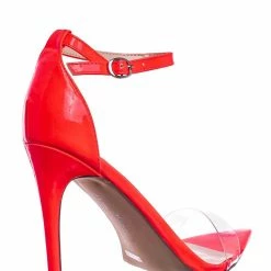 Anne Michelle New Exception10 Lucite Neon Stiletto Sandal - Women Clear High Heel Pointed Toe Shoe