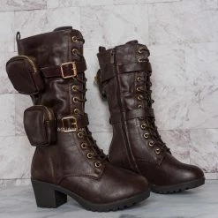 Forever Link Pacific34K Children's Block Heel Utility Combat Boot New