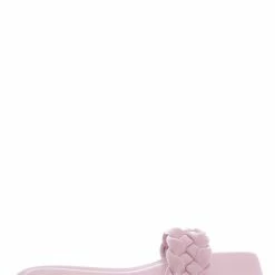 Bamboo Block19 Woven Braided Band Slipper - Womens Open Squared Toe Slip On Flat Sandal