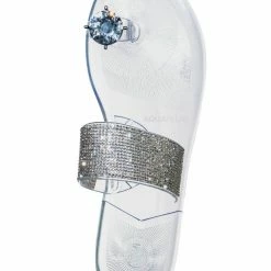 Wild Diva Jolie10 Rhinestone Jelly Toe Ring Sandals - Womens Crystal Pvc Toe Loop Glides New