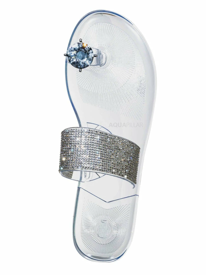 Wild Diva Jolie10 Rhinestone Jelly Toe Ring Sandals - Womens Crystal Pvc Toe Loop Glides New
