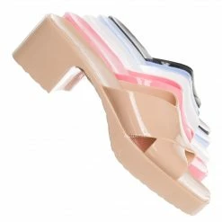 Glaze Delana3 Jelly Block Heel Clogs - Women Slip On Sandal