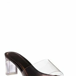 Bamboo Lucent01 Block Heel Glass Slipper, Clear Vinyl Dress Sandal